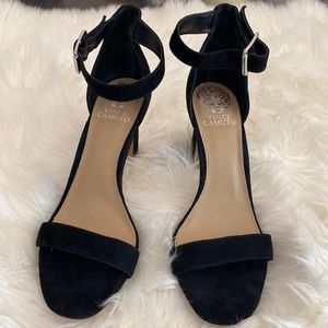 Vince Camuto block suede heels
